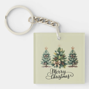 Leopard Frohe Weihnachten Baum Kokette Schleife Xm Schlüsselanhänger
