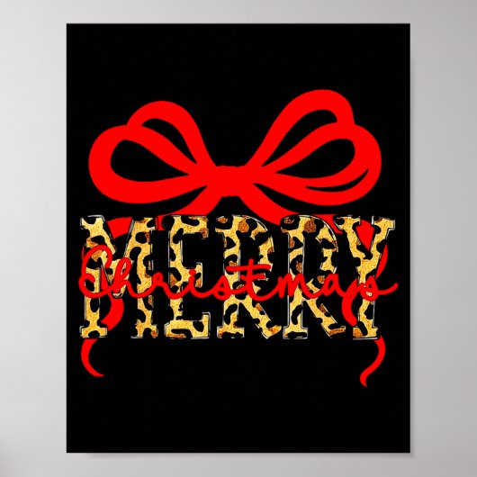 Leopard Frohe Weihnachten Coquette Schleife Xmas F Poster (Vorne)
