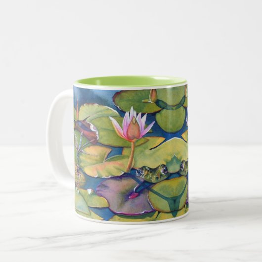 Leopard Frösche Lily Pads Wasserfarbener Wasserpar Zweifarbige Tasse (Vorderseite Links)