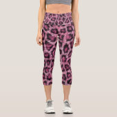 Leopard Fur Animal Print Fun Muster Fun Rosa Capri Leggings (Vorderseite)
