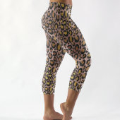 Leopard Fur Animal Print Fun Rose Gold Metallic Capri Leggings