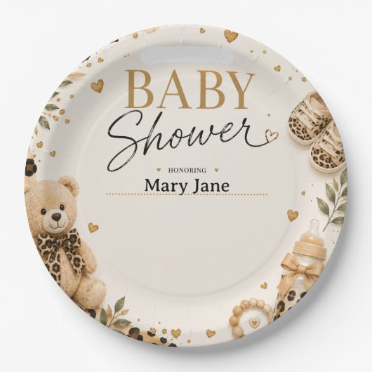Leopard für Baby Shower Pappteller (Vorderseite)