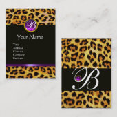 LEOPARD FUR, LILA BLACK GEMSTONE-MONOGRAMM VISITENKARTE (Vorne/Hinten)