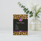 LEOPARD FUR, LILA BLACK GEMSTONE-MONOGRAMM VISITENKARTE (Stehend Vorderseite)