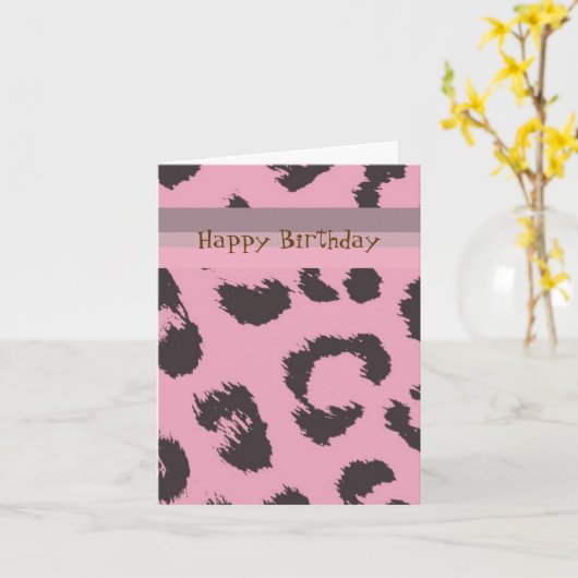 Leopard Fur Muster Geburtstag Karte (Gelbe Blume)