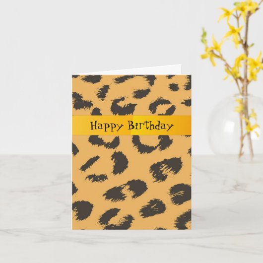Leopard Fur Muster Geburtstag Karte (Gelbe Blume)