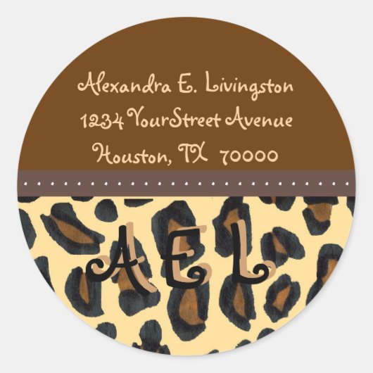 Leopard Fur Print Address Labels Runder Aufkleber (Vorderseite)