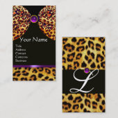 LEOPARD FUR RIBBON, LILA BLACK GEMSTONE-MONOGRAMM VISITENKARTE (Vorne/Hinten)
