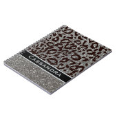 Leopard für Silber und Schwarz-Glitzer - Name der  Notizblock (Linke Seite)