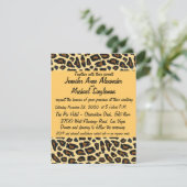 Leopard Fur zeitgenössische Hochzeit Begleitkarte (Stehend Vorderseite)