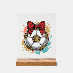 Leopard Fußball Bow Vintage Gravur Shirt Design_ Acrylschild