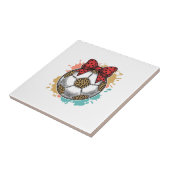 Leopard Fußball Bow Vintage Gravur Shirt Design_ Fliese (Seite)