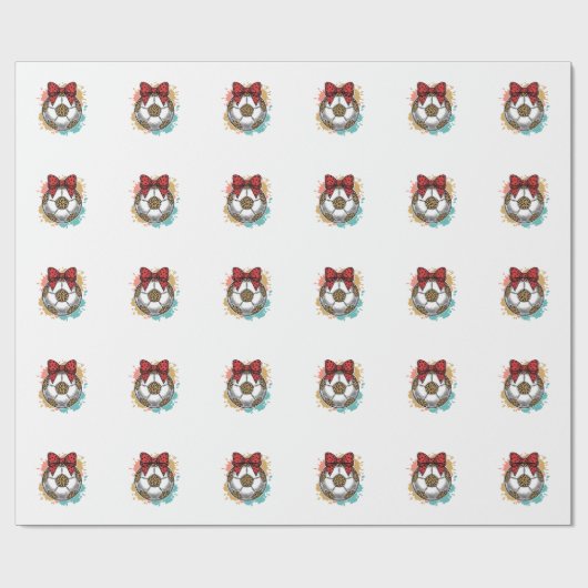 Leopard Fußball Bow Vintage Gravur Shirt Design_ Geschenkpapier (Flach)