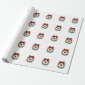 Leopard Fußball Bow Vintage Gravur Shirt Design_ Geschenkpapier (Ungerollt)
