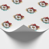 Leopard Fußball Bow Vintage Gravur Shirt Design_ Geschenkpapier (Ecke)