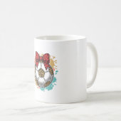 Leopard Fußball Bow Vintage Gravur Shirt Design_ Kaffeetasse (VorderseiteRechts)