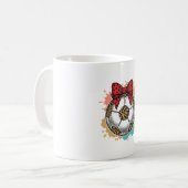 Leopard Fußball Bow Vintage Gravur Shirt Design_ Kaffeetasse (Vorderseite Links)
