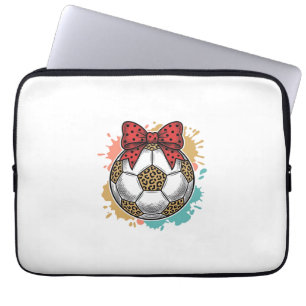 Leopard Fußball Bow Vintage Gravur Shirt Design_ Laptopschutzhülle