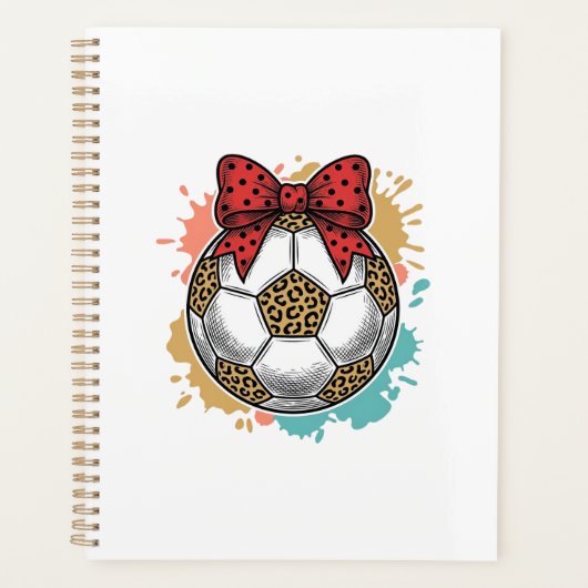 Leopard Fußball Bow Vintage Gravur Shirt Design_ Planer (Vorderseite)