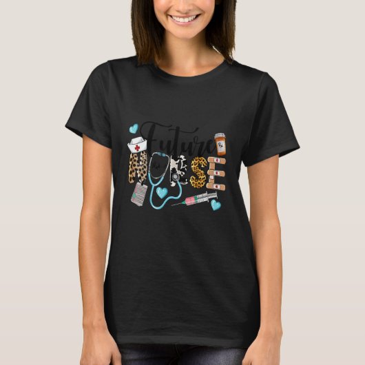 Leopard Future Nurse Nursing Student School T-Shirt (Vorderseite)