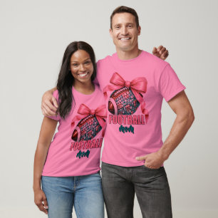 Leopard Game Day Pink American Football Tackle T-Shirt