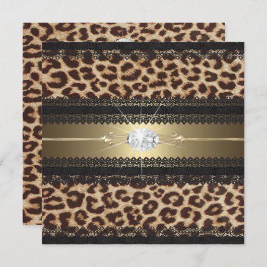 Leopard-Geburtstags-Party Einladung (Vorne/Hinten)