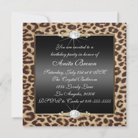Leopard-Geburtstags-Party Einladung (Rückseite)
