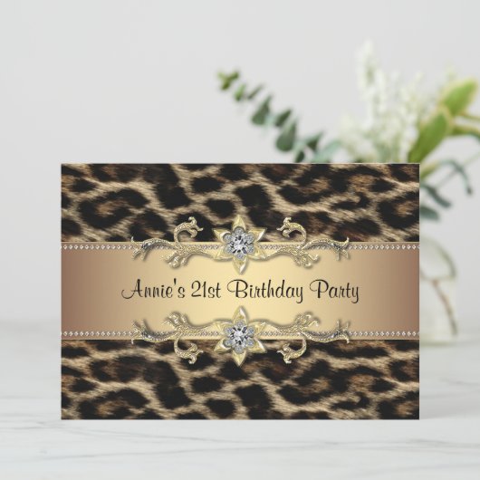 Leopard-Geburtstagspartei Einladung (Stehend Vorderseite)
