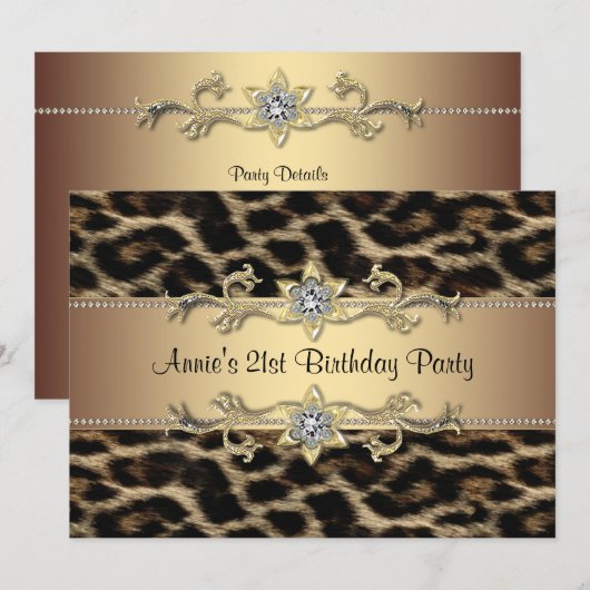 Leopard-Geburtstagspartei Einladung (Vorne/Hinten)