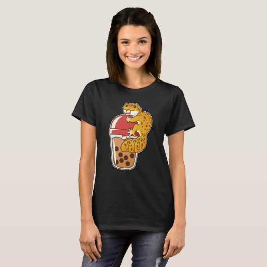 Leopard Gecko Drinking Boba Bubble Tee (Vorne ganz)