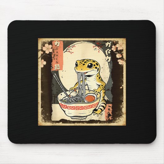 Leopard Gecko Echse Ramen Crested Gecko Japanisch Mousepad (Vorne)