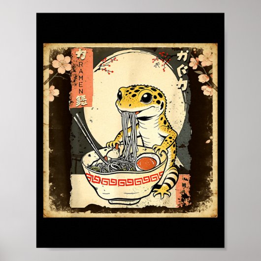 Leopard Gecko Echse Ramen Crested Gecko Japanisch  Poster (Vorne)