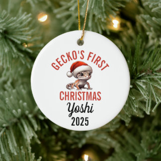 Leopard Gecko Erstes Weihnachten 2025 Keramik Ornament