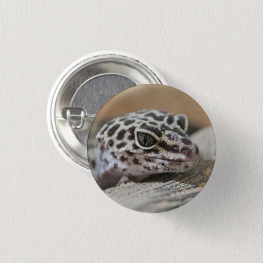 Leopard Gecko Eyes Mouth Face Nah Button (Vorne & Hinten)
