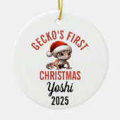 Leopard Gecko First Christmas 2025 Keramik Ornament (Vorne)