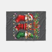 Leopard Gecko In Christmas Socks Lights Leopard Ge Fleecedecke (Vorderseite (Horizontal))