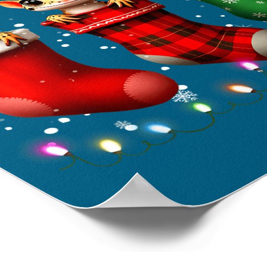 Leopard Gecko In Christmas Socks Lights Leopard Ge Poster (Ecke)