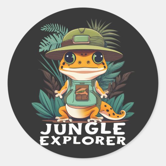 Leopard Gecko Jungle Explorer: Enthüllt die Wildni Runder Aufkleber (Vorderseite)