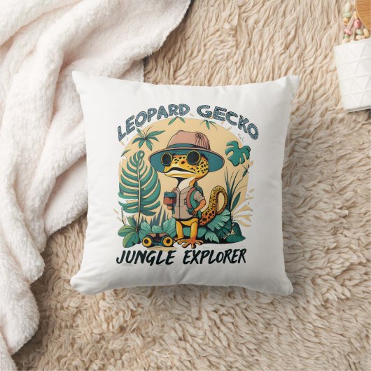 Leopard Gecko Jungle Explorer: Wildes Abenteuer Kissen (Decke)