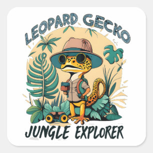 Leopard Gecko Jungle Explorer: Wildes Abenteuer Quadratischer Aufkleber