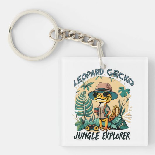 Leopard Gecko Jungle Explorer: Wildes Abenteuer Schlüsselanhänger (Vorderseite)