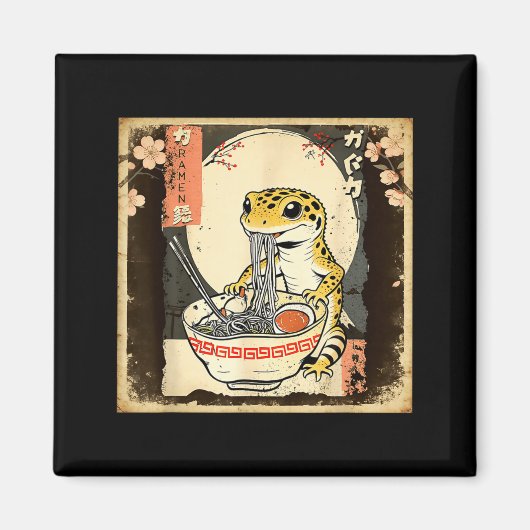Leopard Gecko Lizard Ramen Crested Gecko Japanese Magnet (Vorne)