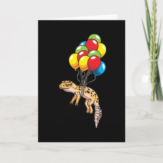 Leopard Gecko mit Balloons Geschenk Karte (Vorderseite)