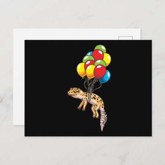 Leopard Gecko mit Balloons Geschenk Postkarte (Vorne/Hinten)