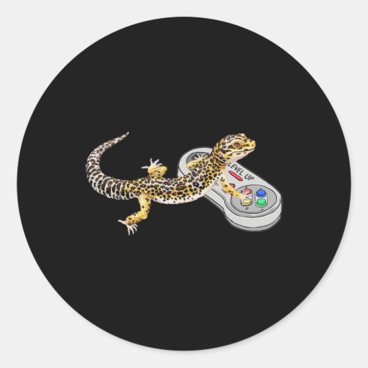 Leopard Gecko Playing Video Game Lizard And Reptil Runder Aufkleber (Vorderseite)
