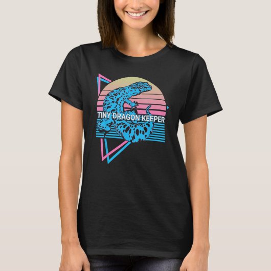 Leopard Gecko Retro Tiny Dragon Keeper T-Shirt (Vorderseite)
