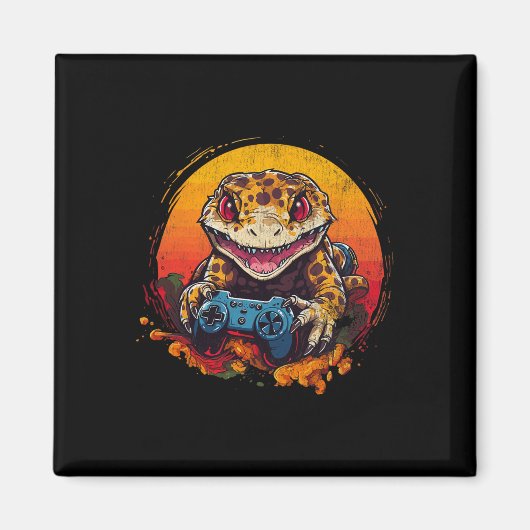 Leopard Gecko spielt Videospiel Echse und Reptil Magnet (Vorne)