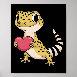 Leopard-Gecko-Tier Valentinstag Liebhaber Reptil Poster