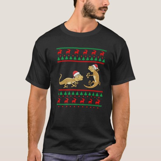 Leopard Gecko Ugly Christmas Sweater Funny Lizard T-Shirt (Vorderseite)
