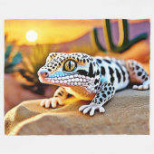 Leopard Gecko Wüstendesign Fleecedecke (Vorderseite (Horizontal))